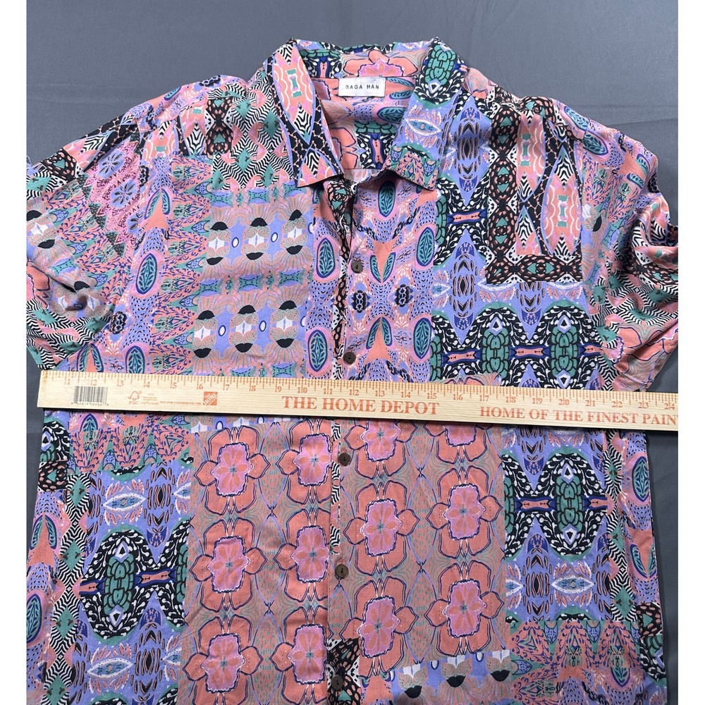 Raga Man Patchwork Print Viscose Button Down Shir… - image 3